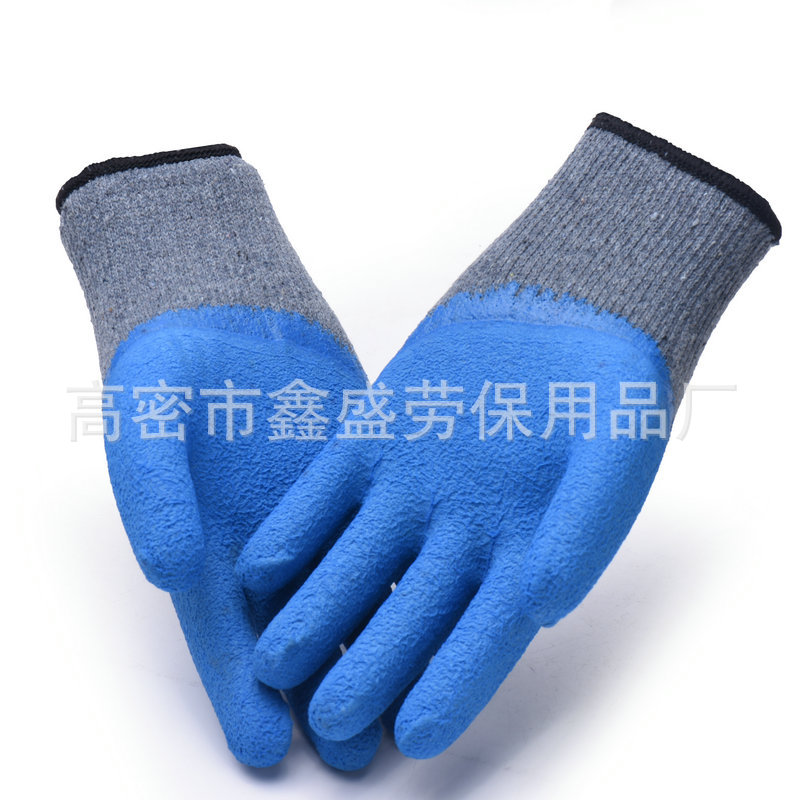 Factory Direct Sales Wholesale Breathable Dipping Gloves Ten-Pin Foam Wear-Resistant Non-Slip Labor Protection Site Protective Gloves