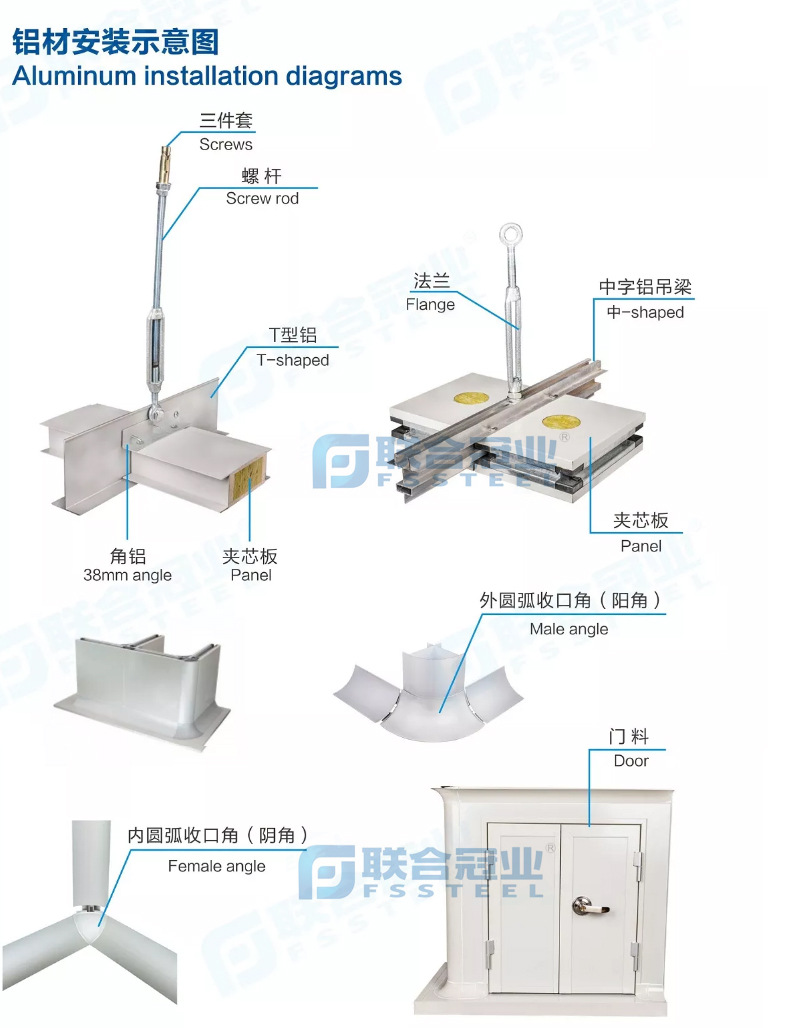 厂家供应净化铝材 槽铝内圆弧铝材净化工程专用净化配件批发