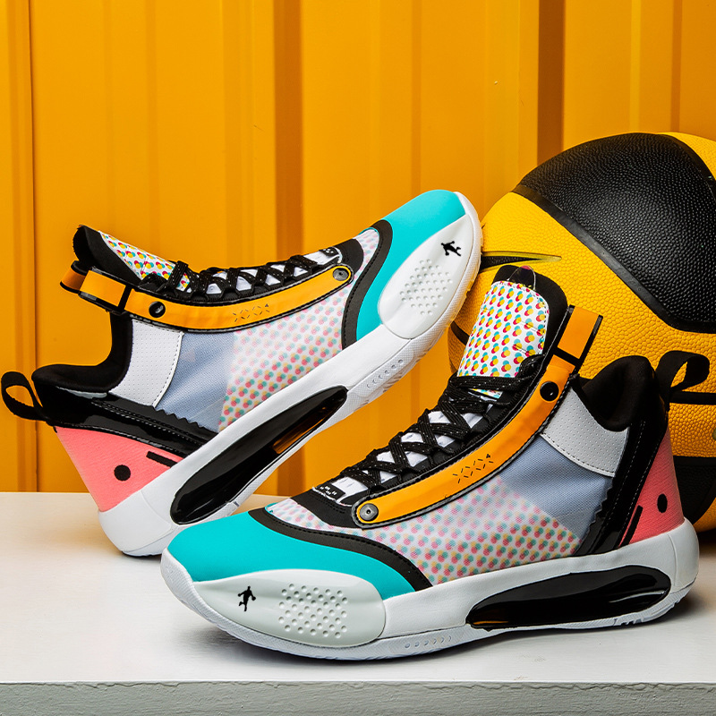 aj34夜光篮球鞋韩版潮流高帮运动鞋 青少年球鞋子透气男鞋运动鞋