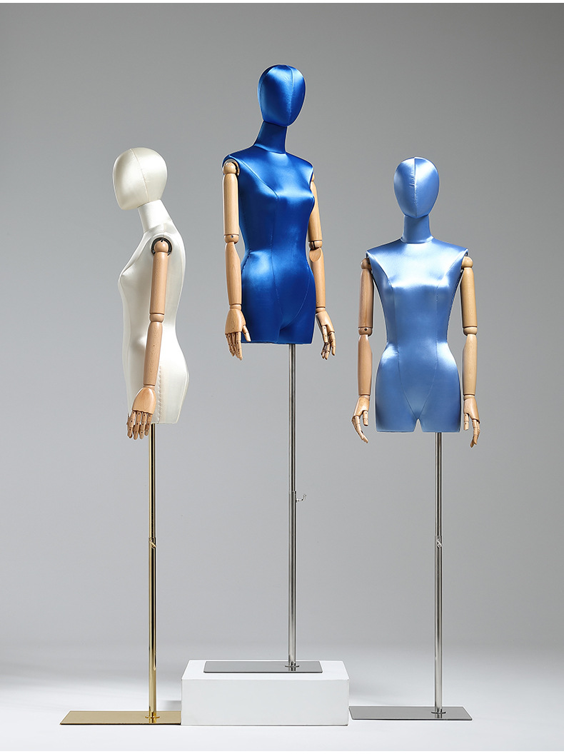 服装店模特道具女半身高档假人模型台体缎面橱窗婚纱展示模特架子