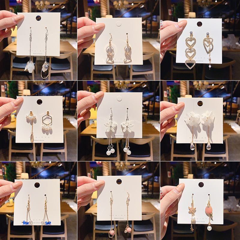 European and American Popular Geometric Ear Studs Korean Personality Long Fringe Earrings Female Fashion Classy and Face Slim-Looking Eardrop Earring