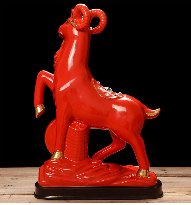 三羊开泰陶瓷摆件招财镇宅生肖领头羊工艺品三阳开泰乔迁开业礼品