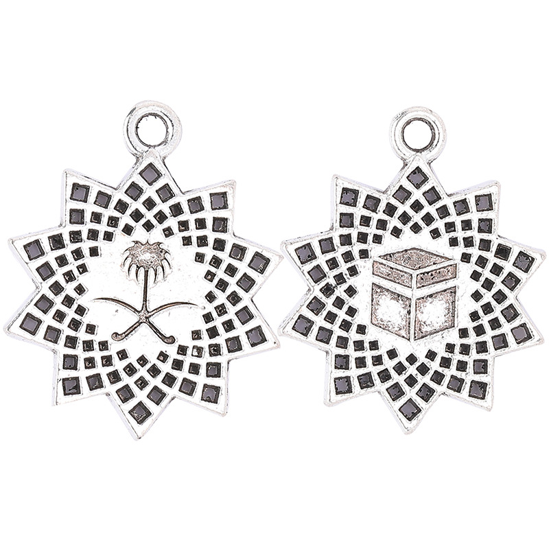 沙特阿拉伯国徽diy饰品项链挂件藏银合金配件六芒星吊坠嘻哈个性