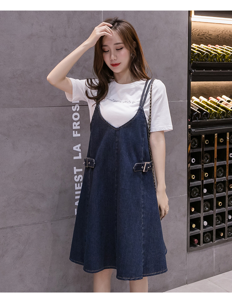 s-5xl 胖mm大码牛仔背带裙女春夏2021新款百搭吊带牛仔裙宽松