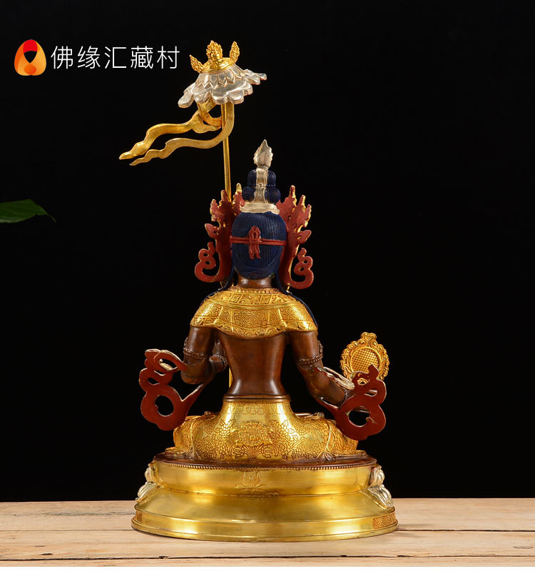 佛缘汇纯铜佛像大白伞盖佛母藏传密宗家用佛堂10寸鎏金银供佛摆件
