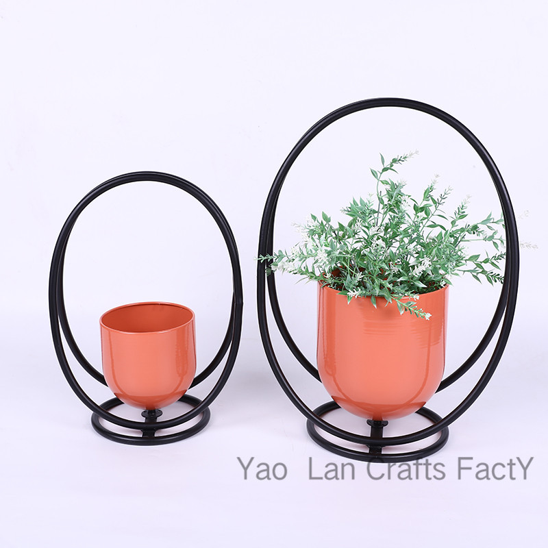 Home Balcony Living Room Bedroom Plant Flower Pot Decoration Pin Creative and Slightly Luxury Iron Flower Pot Ceramic Factory Direct Supply