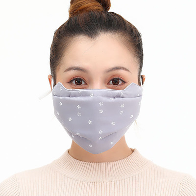 19新款冬季时尚绣花女士包下巴口罩加大加厚保暖户外学生冬季用品