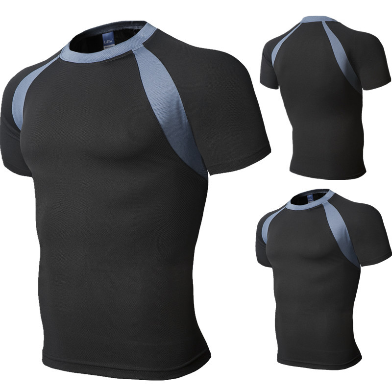 外贸男装插接袖短袖t恤 男士修身速干衣tx01