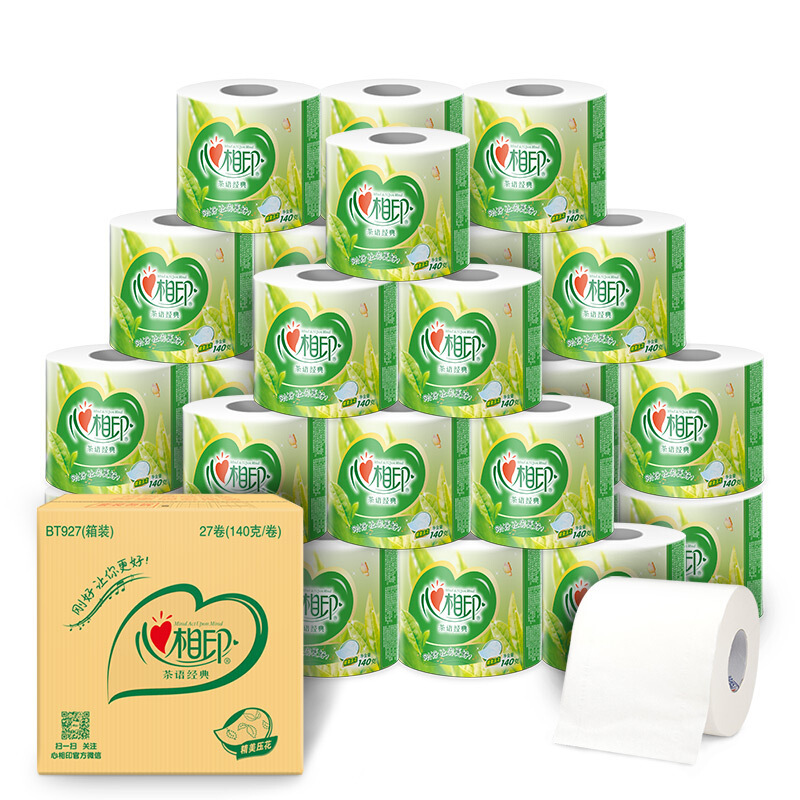 心相印卷纸 茶语系列卫生纸巾4层140g*27卷筒纸(整箱销售)