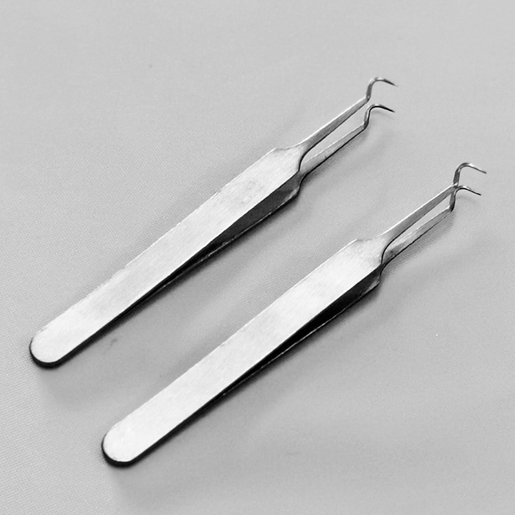 不锈钢弯头粉刺针夹双头挑逗祛痘痘暗疮针神器去黑头美容工具