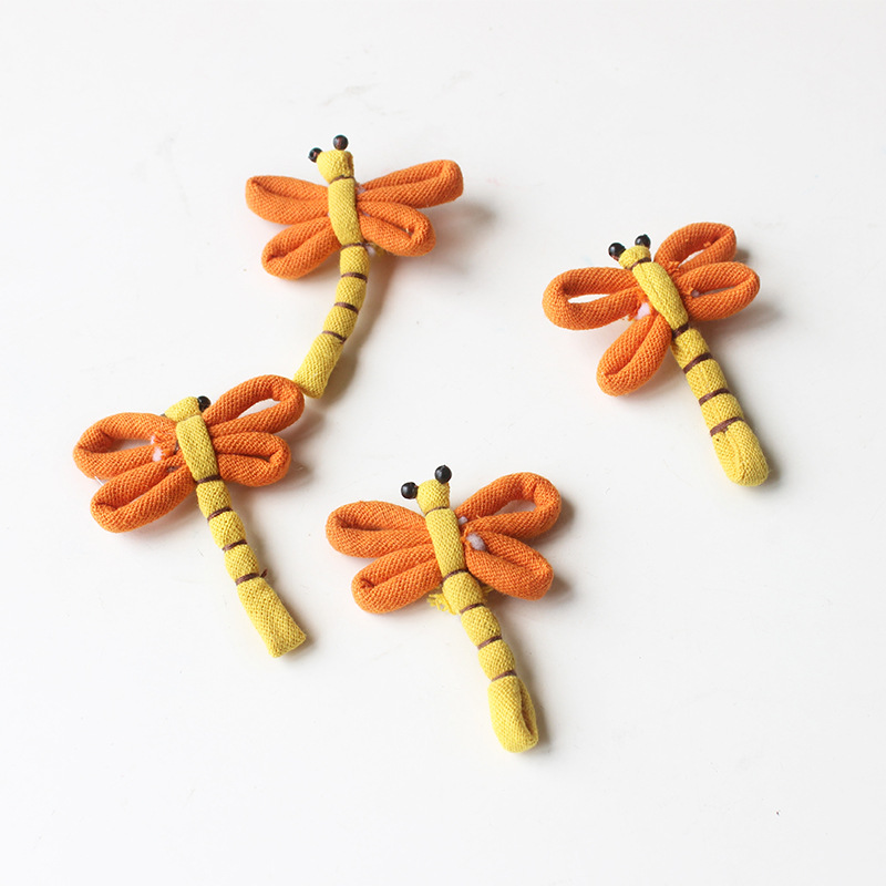 2020新款编绳布艺手工卡通蜻蜓饰品发饰手机壳帽子发夹编绳包配件