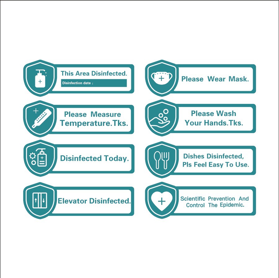 消毒英文自粘标签消毒标牌勤洗手保持卫生防疫不干胶标贴
