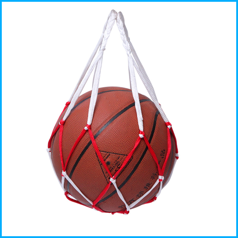 篮球网兜 红白色篮球网袋 丙纶网兜承重力强 便携式足排篮大网兜