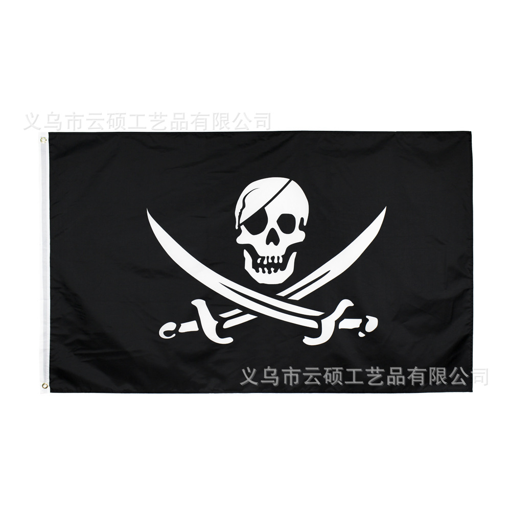 90*150cm 3*5ft 骷髅头 红头巾骨头海盗旗 4号万圣节海盗旗现货