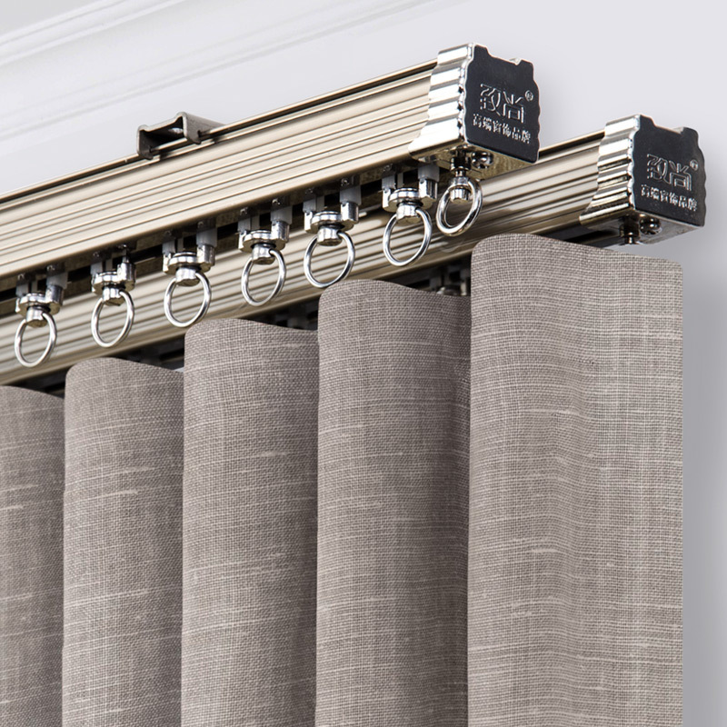 致尚窗帘杆重型铝合金窗帘轨道直轨滑轨单双导轨罗马杆导轨侧顶装