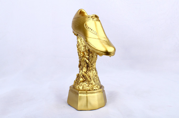 足球比赛奖杯金靴奖杯 射手球员奖金靴奖足球先生奖杯模型 可印字
