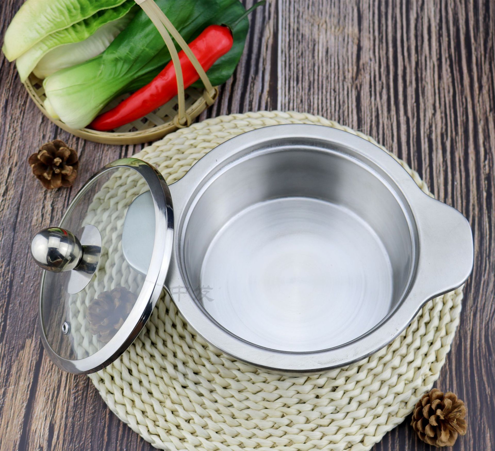 不锈钢小火锅 一人一锅特厚电磁炉双耳小汤锅 欣尚情侣涮涮锅