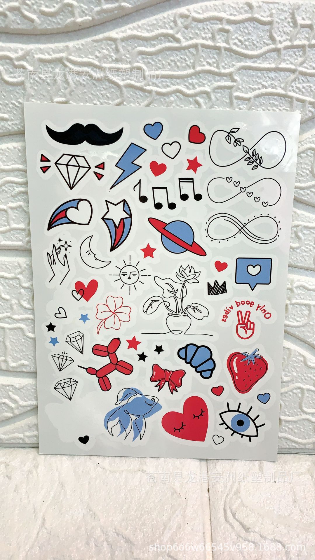 厂家定做批发小清新ins风创意纹身贴防水卡通可爱英文纹身贴纸