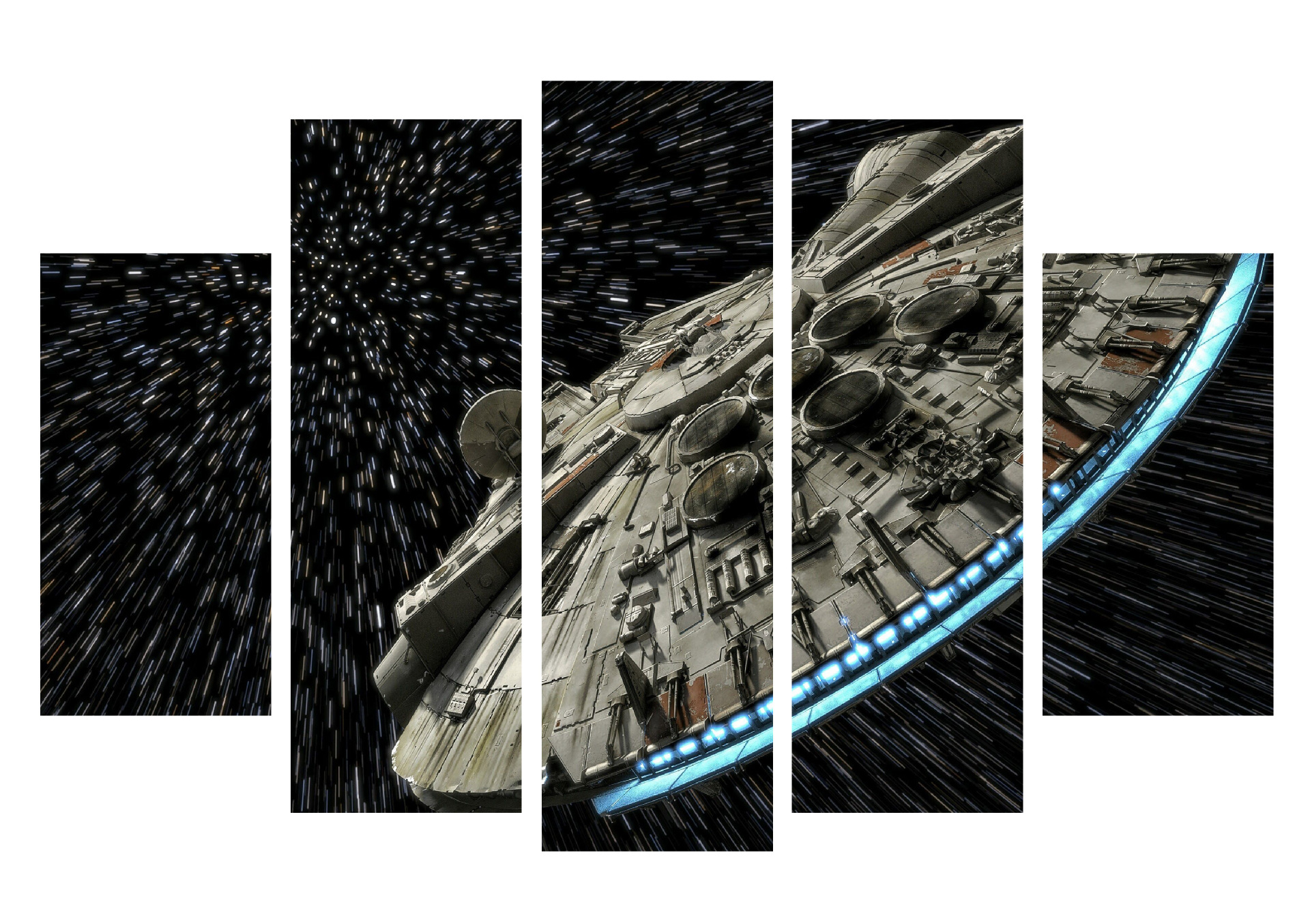 高清喷绘画 客厅装饰画壁画 五联星球大战现代油画 跨境货源画芯