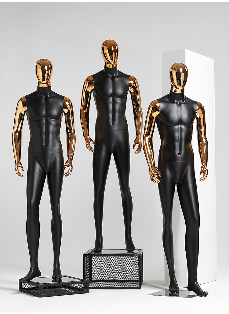 全身男模服装道具服装店假人衣架展示高档电镀服装模特男人台架子