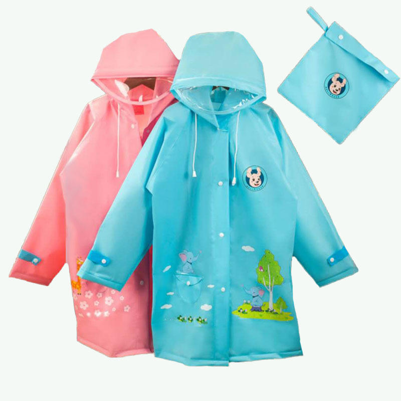 儿童卡通雨衣环保eva便携中长款加厚雨衣连帽小学生带书包位雨衣