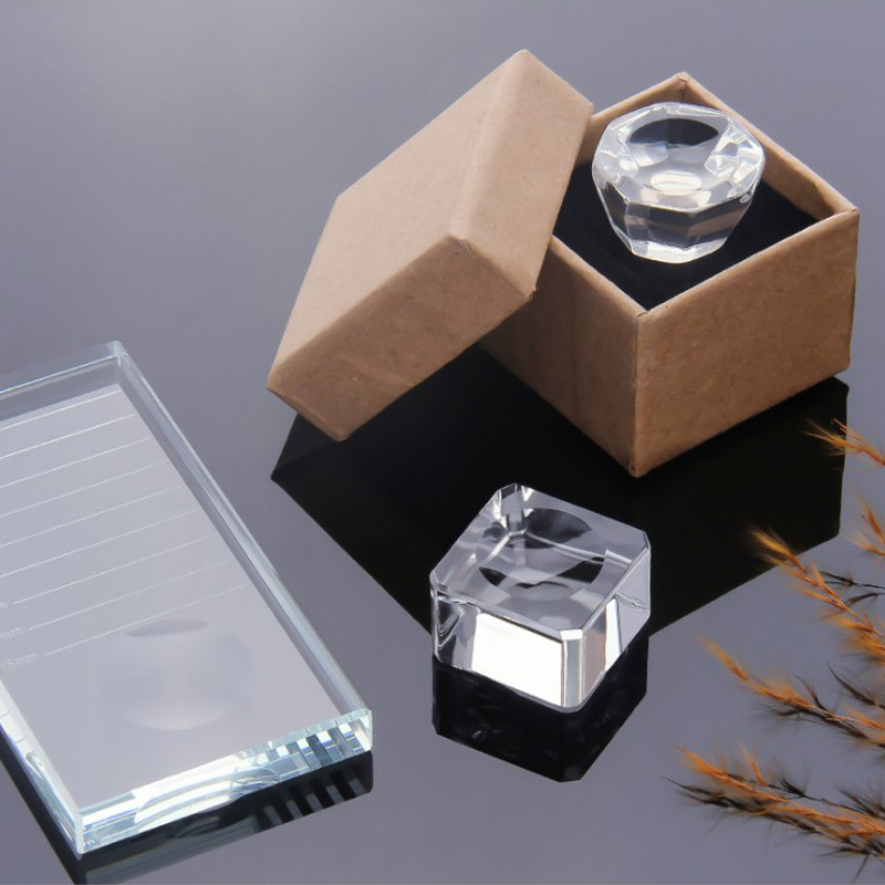 长方形水晶玻璃片 美妆嫁接睫毛工具 种植睫毛胶水垫片水晶台