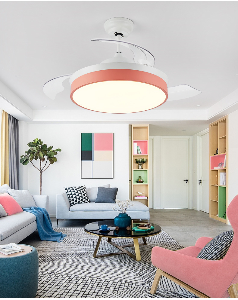 厂家直供领王北欧风扇灯吊扇灯现代简约风扇灯隐形led吊扇灯包邮