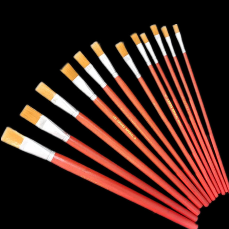 单支红杆排笔 尼龙水粉笔水彩笔平头丙烯美术工业油漆笔刷-阿里巴巴