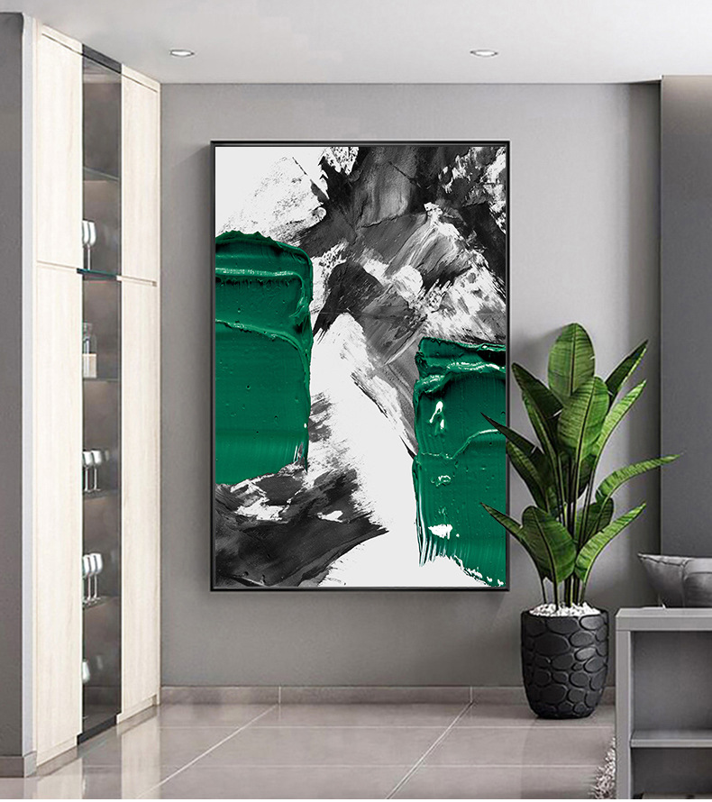 现代简约大幅竖版客厅挂画玄关走廊装饰画立体抽象色彩手绘油画