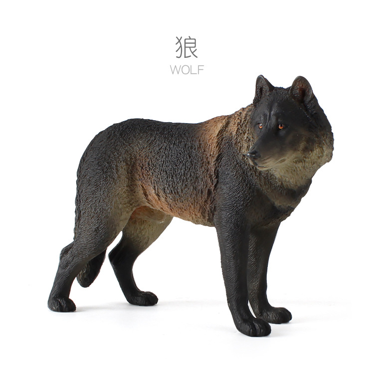 跨境仿真野生动物狼模型咆哮狼大灰狼儿童静态实心益智科教玩具