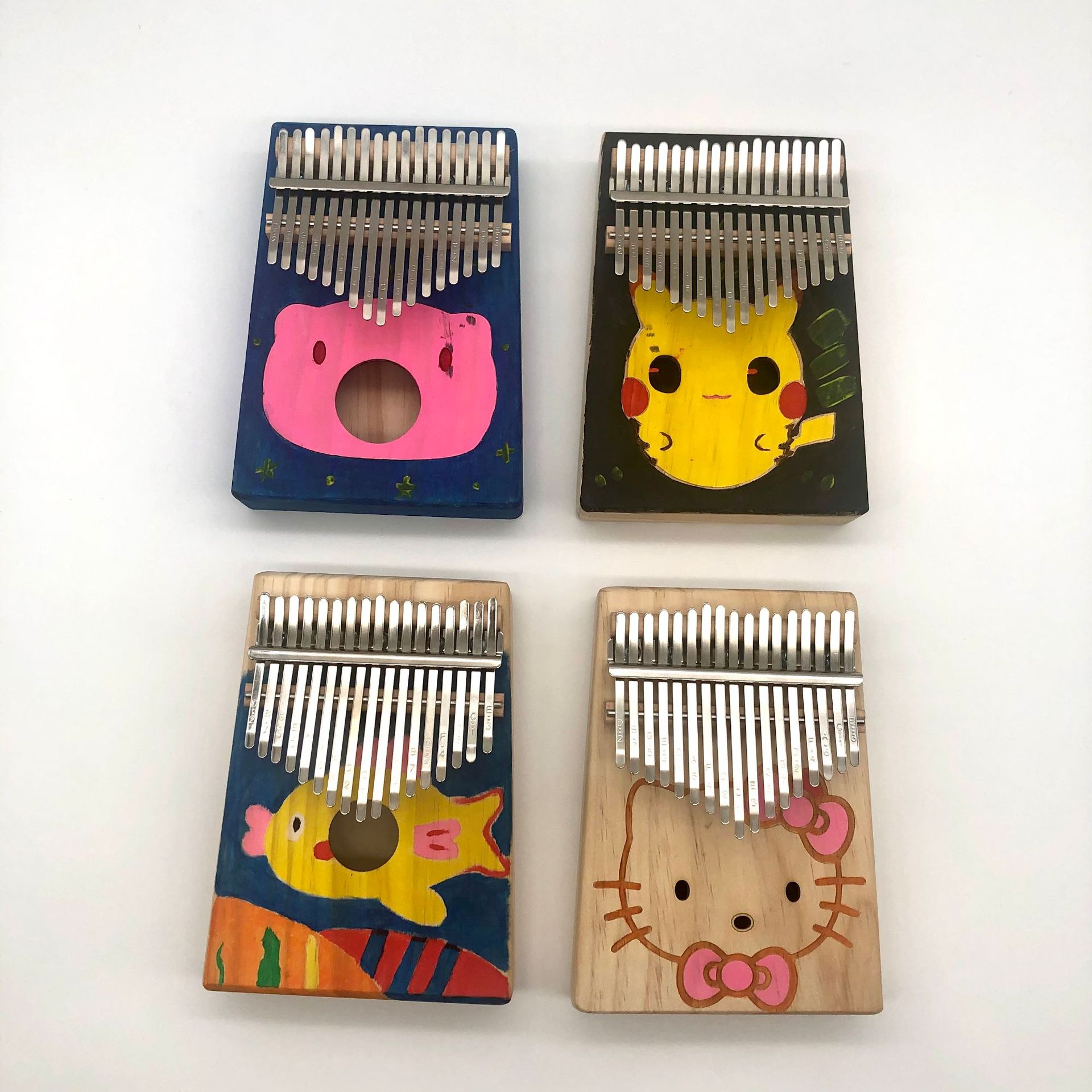 diy拇指琴kalimba卡林巴10音组装儿童木质彩绘手指钢琴 亲子教育