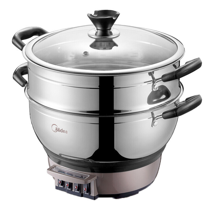 midea/美的电蒸锅mc-dh3201不锈钢双层蒸锅大容量蒸笼蒸菜火锅