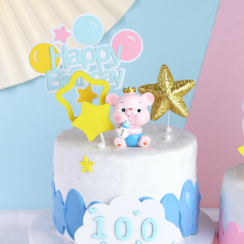 原创鼠宝宝周岁蛋糕烘焙装饰摆件鼠宝宝周岁摆件装饰烘焙装饰装扮