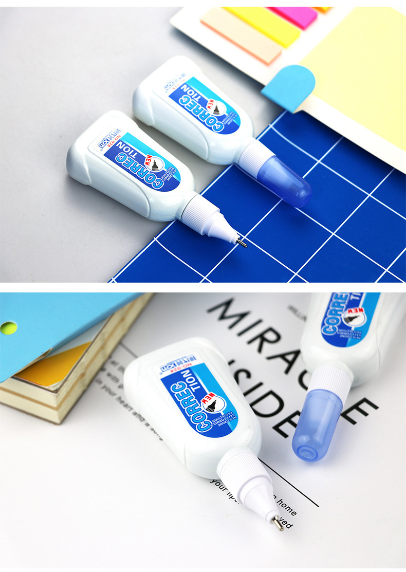 现代美028修正液10ml钢咀办公快干涂改液 改正液改错液12瓶装