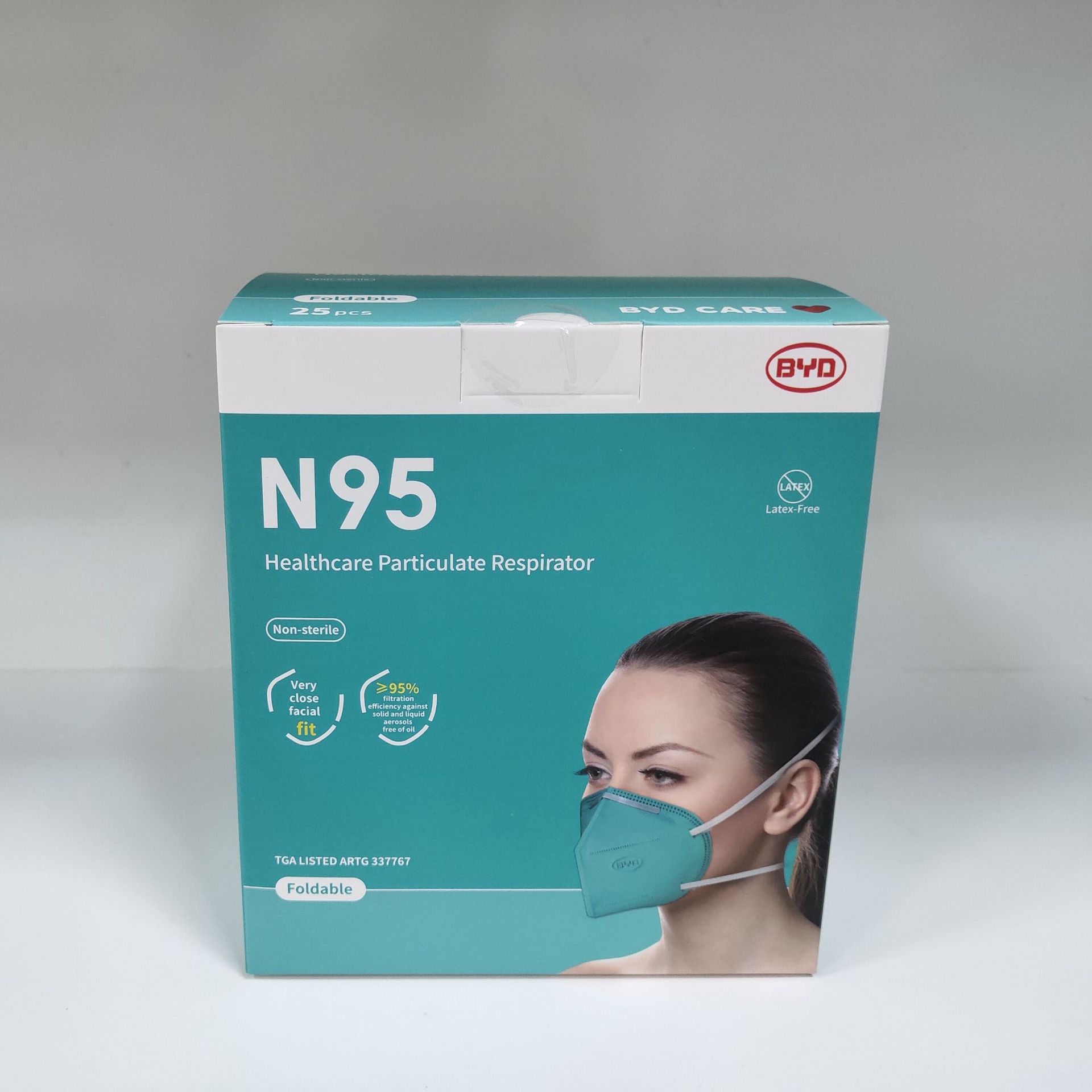 比亚迪n95五层过滤式一次性呼吸口罩niosh出口面罩透气强独立包装