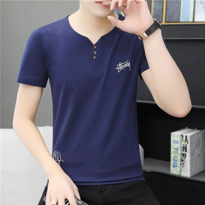 爆款纯棉短袖t恤男时尚白打男士t恤男t恤打底衫