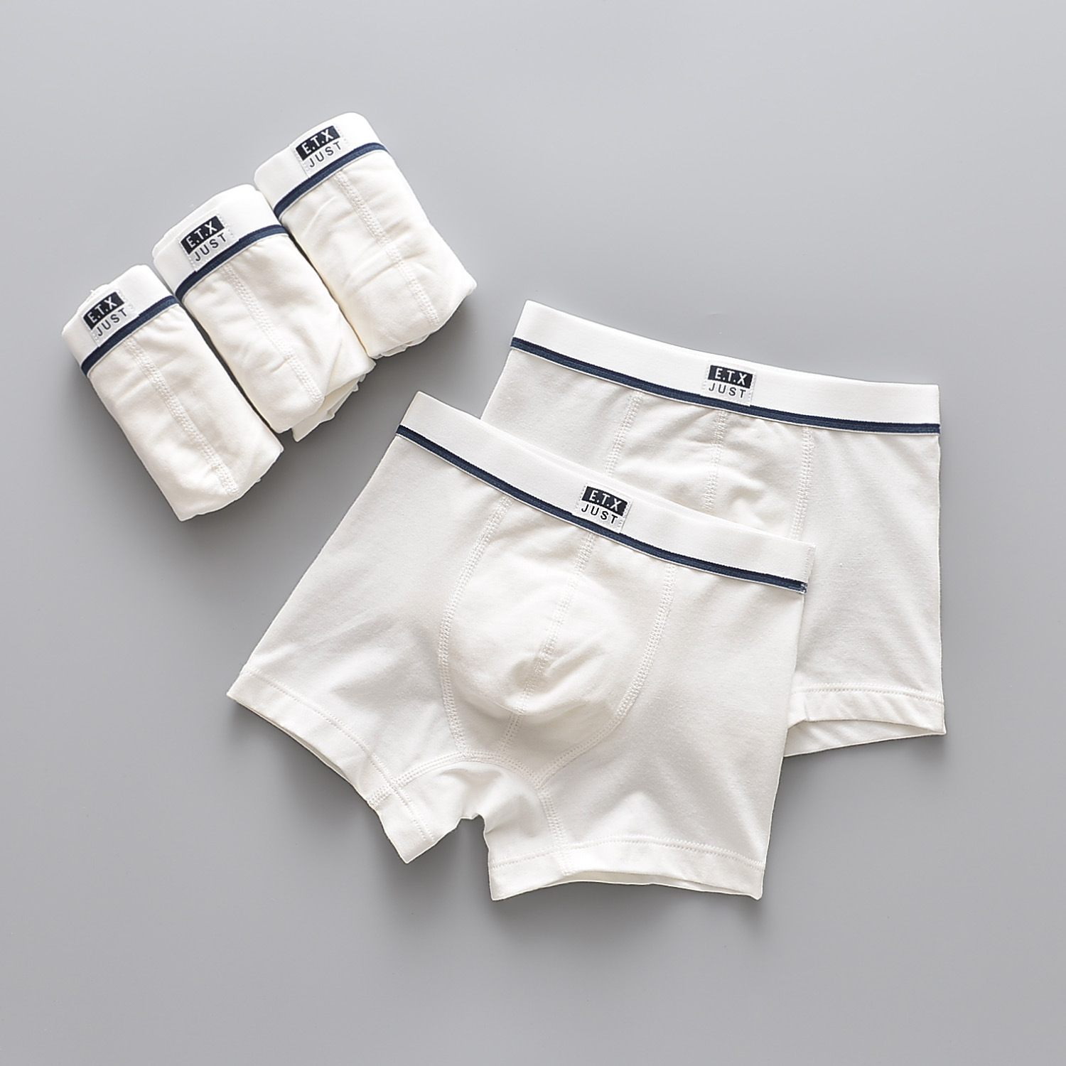 批发5条装etx儿童内裤白色棉男童内裤大童男孩儿童宝宝平角裤