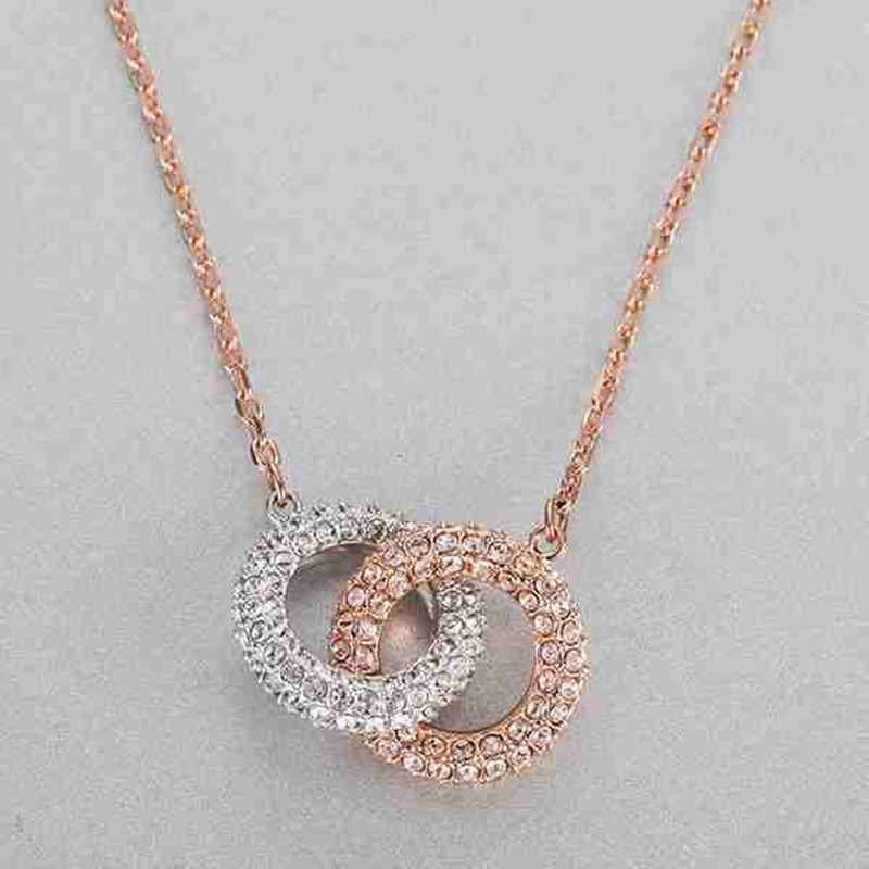 【新品】施家1:1 转运珠双环项链 环环相扣双圈 双生石环扣项链