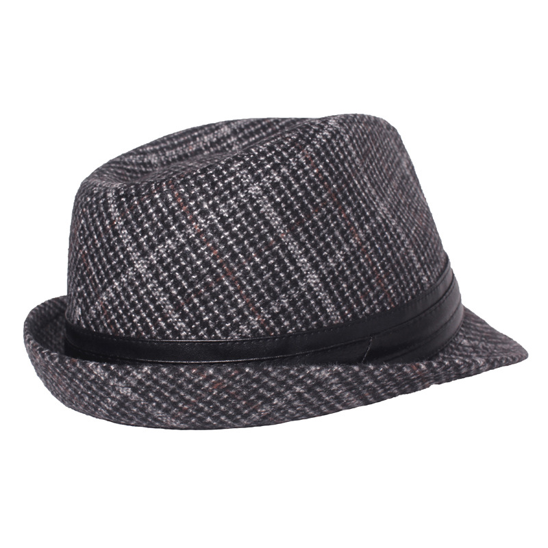 英伦风小礼帽 男士 爵士帽 秋冬季毛呢礼帽 文艺青年帽子 老人帽