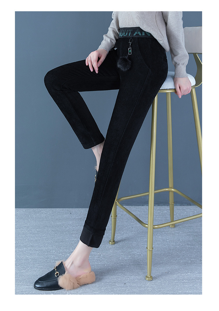 加绒裤子女秋冬季2020新款高腰显瘦雪尼尔女裤加厚休闲小脚裤外穿
