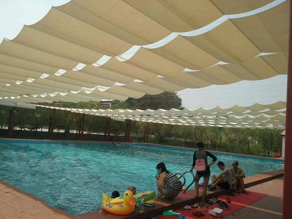 定制批发户外电动天蓬帘住宅露天游泳池遥控式遮阳帘