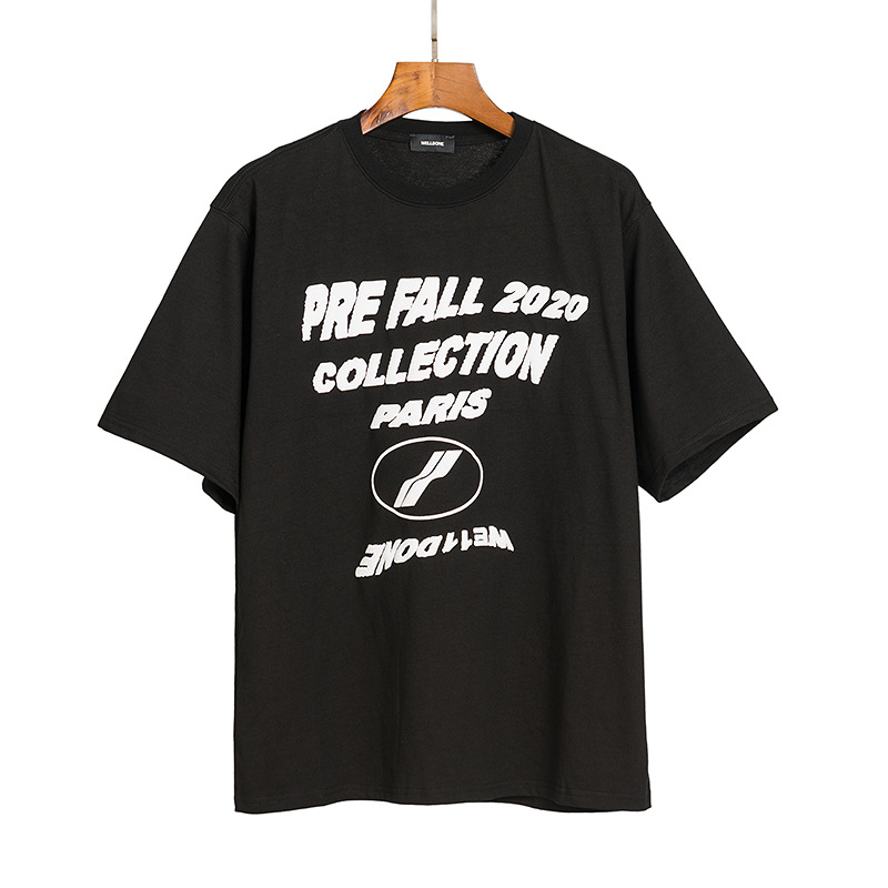 20ss高品质 we11波浪字母印花韩版潮牌welldone短袖t恤情侣一件批