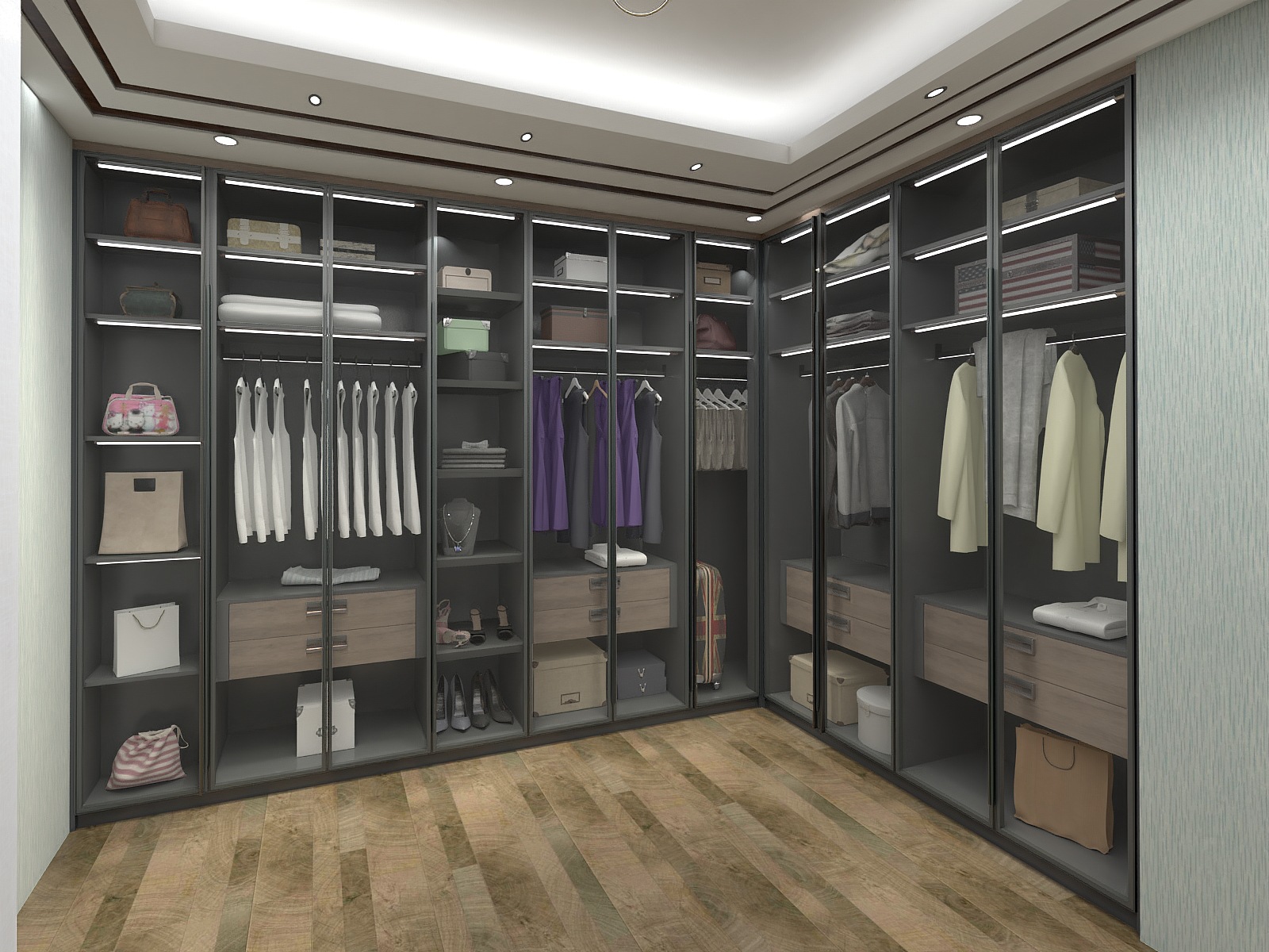 全铝衣柜定制步入式衣帽柜敞开式衣帽间卧室衣橱全屋定制家具