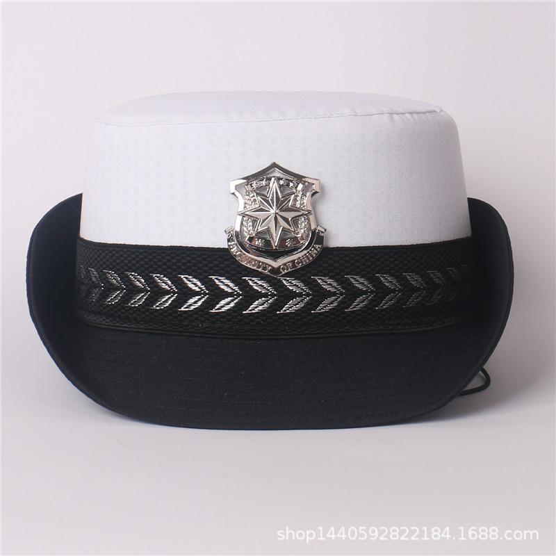 女式白色卷边帽女士保安帽子 协管治安大檐女帽 女款保安帽 交管