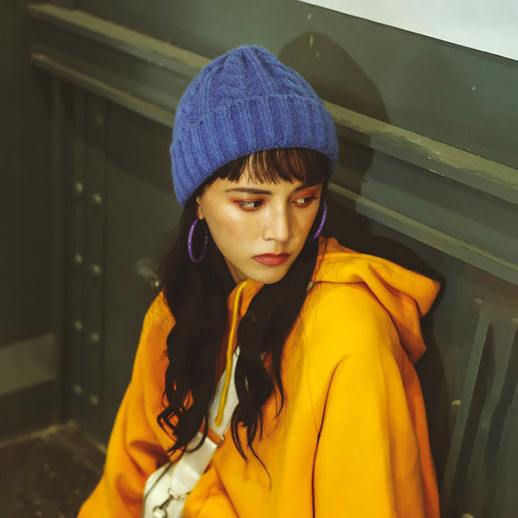 帽子女秋冬保暖针织帽韩版百搭卷边尖尖冬帽日系冬天加厚毛线帽女