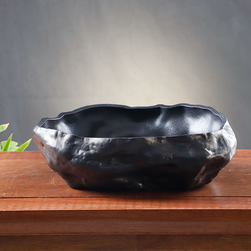 德化黑陶陶瓷大号花盆新中式微景观摆件家用客厅茶室禅意空间装饰