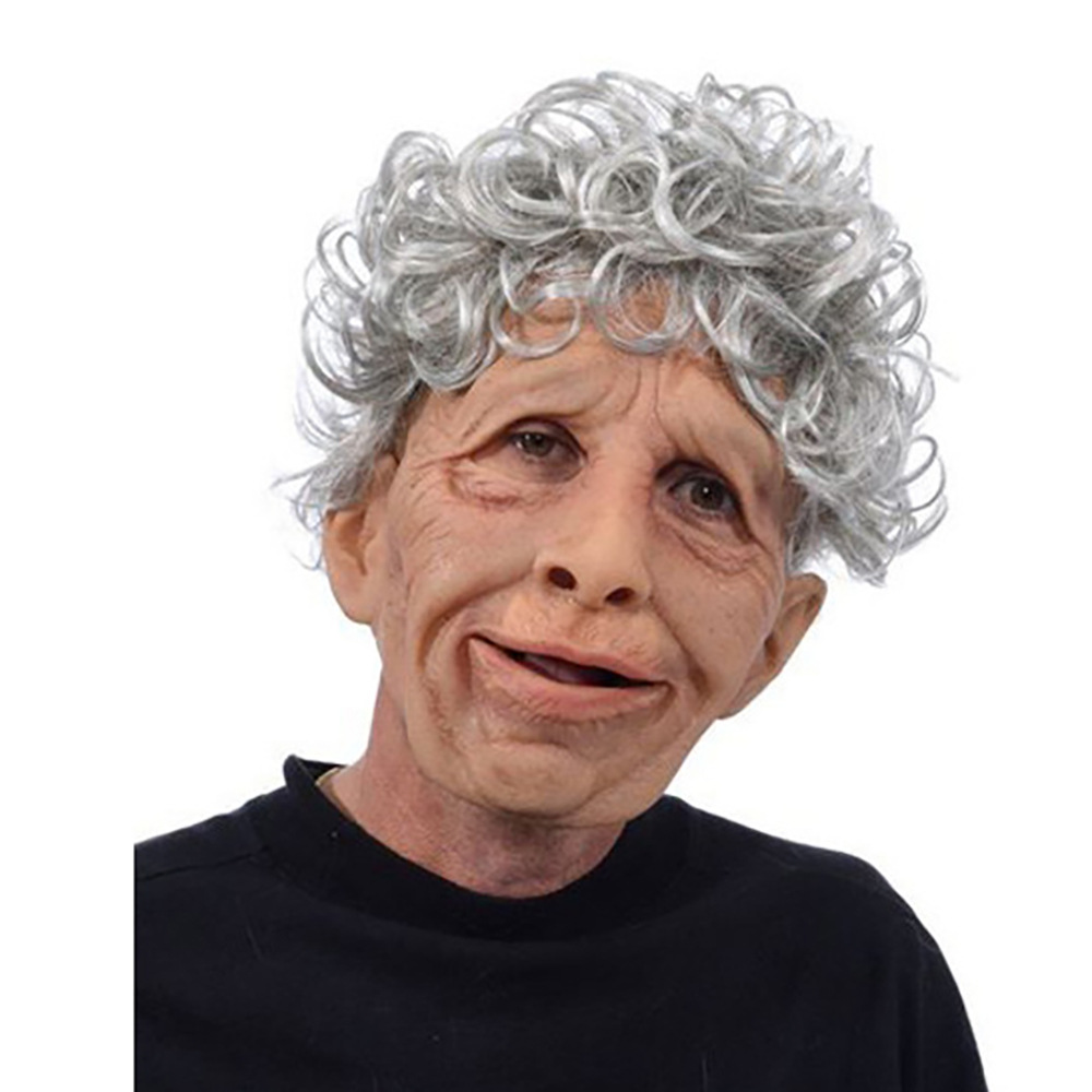 亚马逊跨境独立站万圣节爆款老人面具头套老头老爷爷人脸假发面具