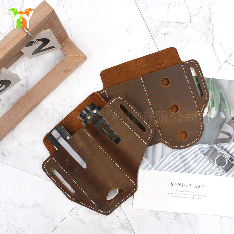 现货牛皮户外随身工具皮套 典范皮套头层牛皮手工腰带皮带工具套
