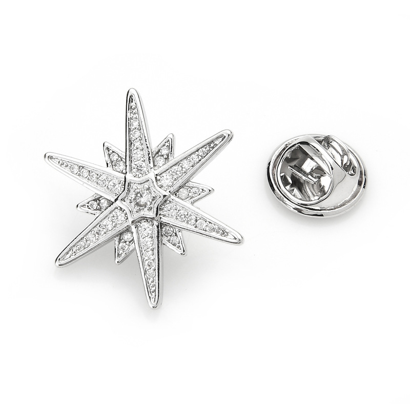 锆石六角星星韩版精美领花衬衣领刺马针领扣小领针别针男女防走光