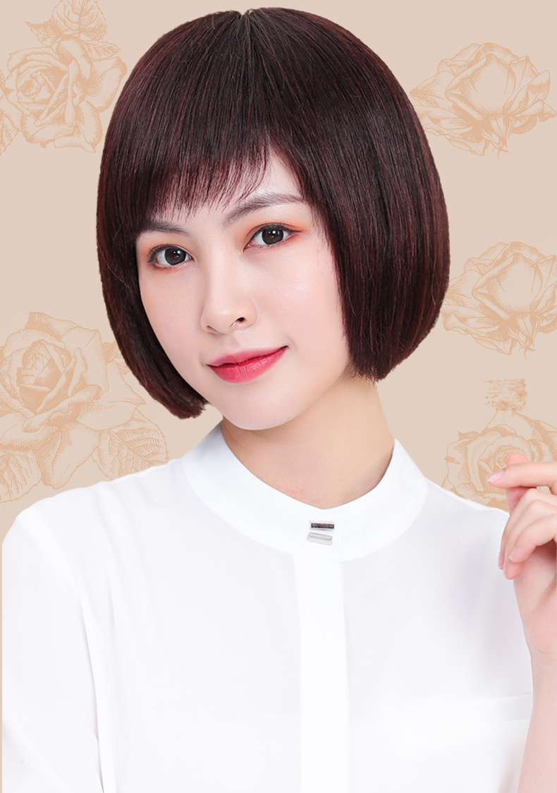假发女时尚斜分全真发中长款波波头短直发修颜减龄真人发丝假发套